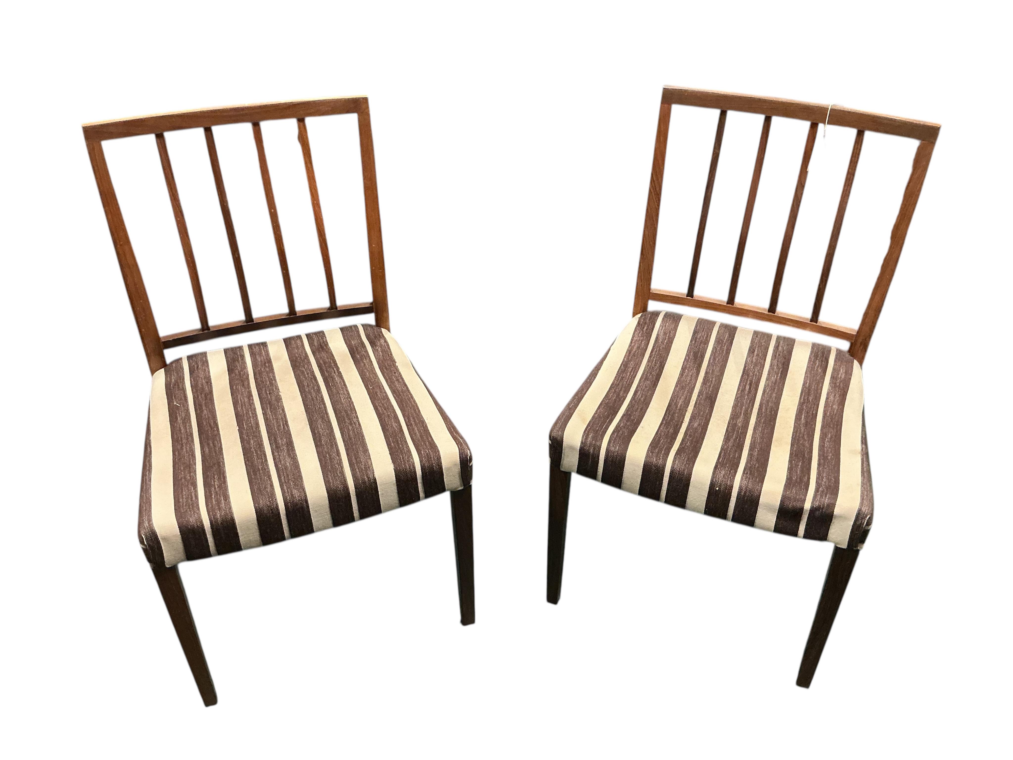 A set of four mid century Indian rosewood dining chairs, width 45cm, depth 46cm, height 84cm